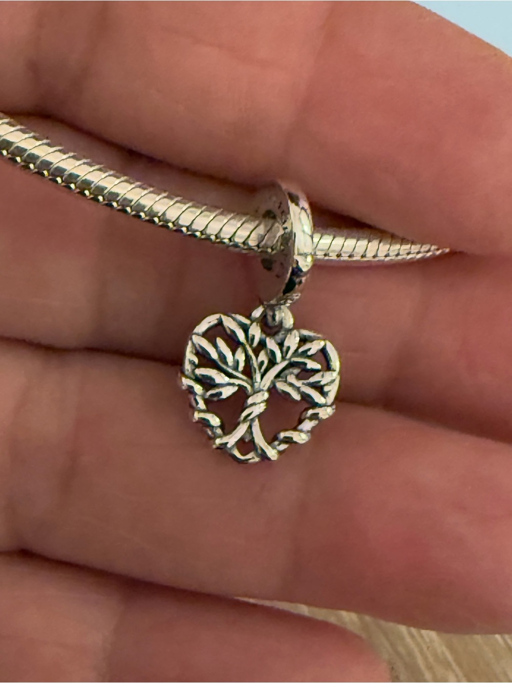 Silver Tree of Life Heart Charm Pendant - Women Jewelry